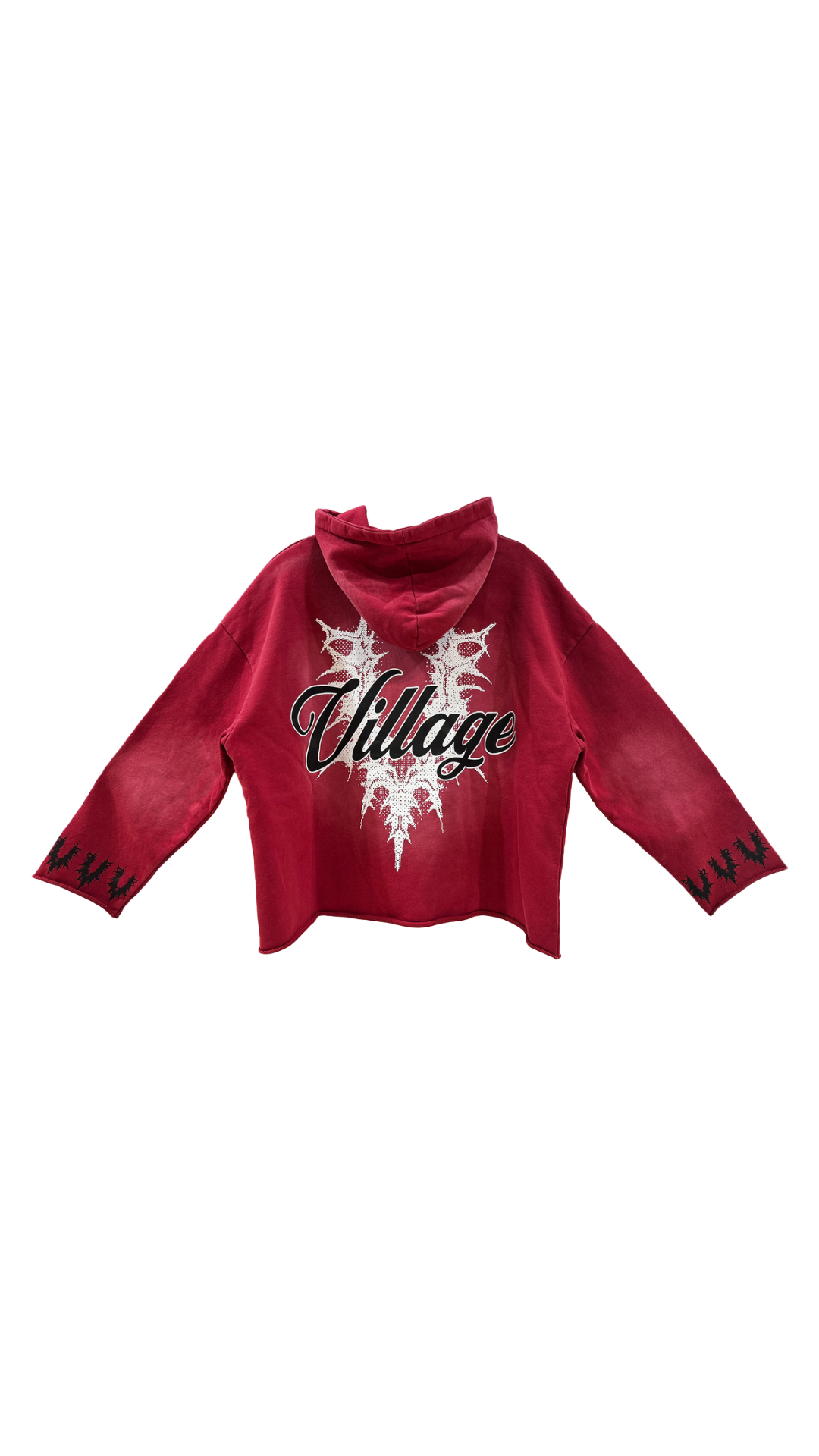 VILLAGE "HERE TO STAY" RED CROPPED HOODIE