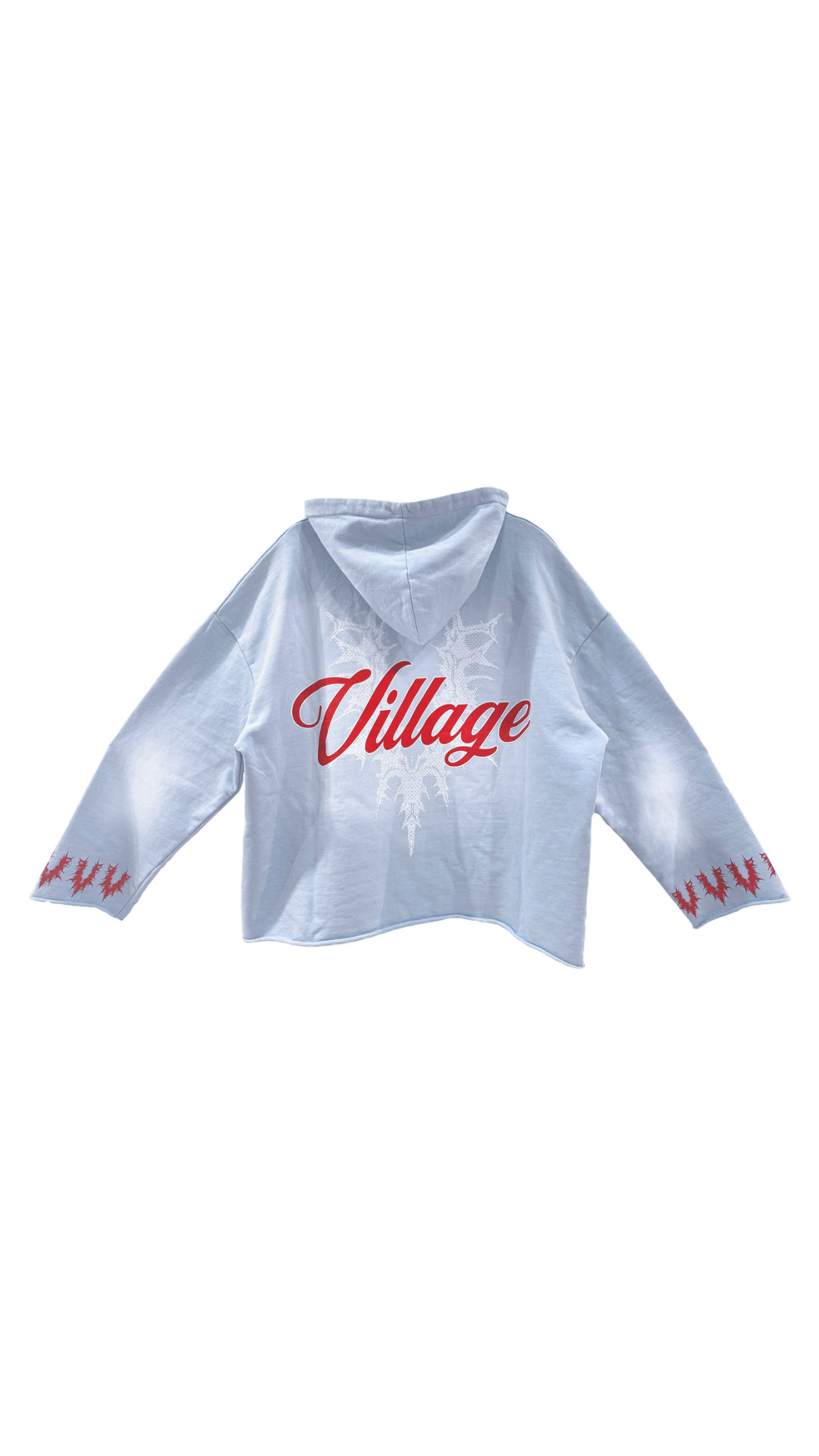 VILLAGE "HERE TO STAY" SKYBLUE CROPPED HOODIE