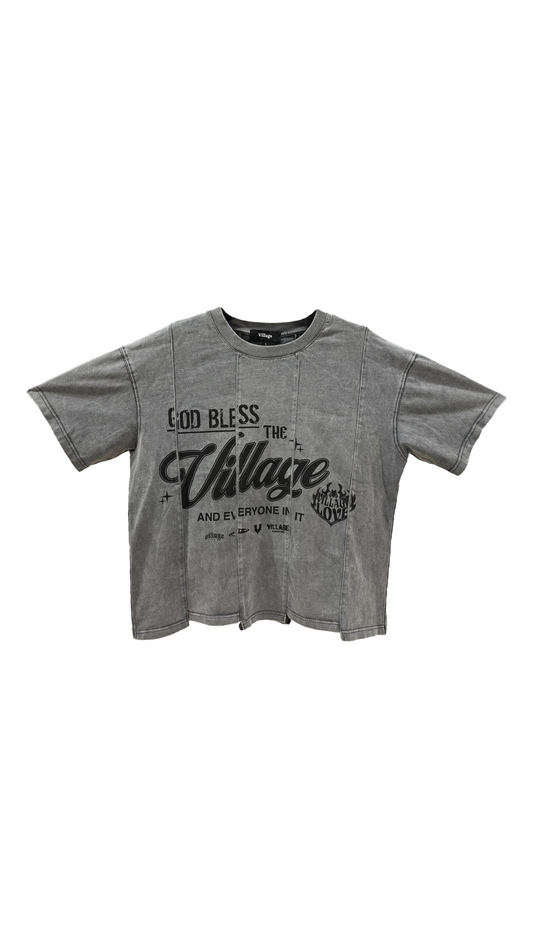 VILLAGE "BLESSINGS" GRAY PANEL TEE