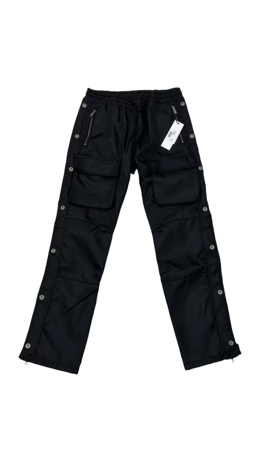 TRNCHS "AL-HUDAYDAH" BLACK SNAP CARGO PANTS