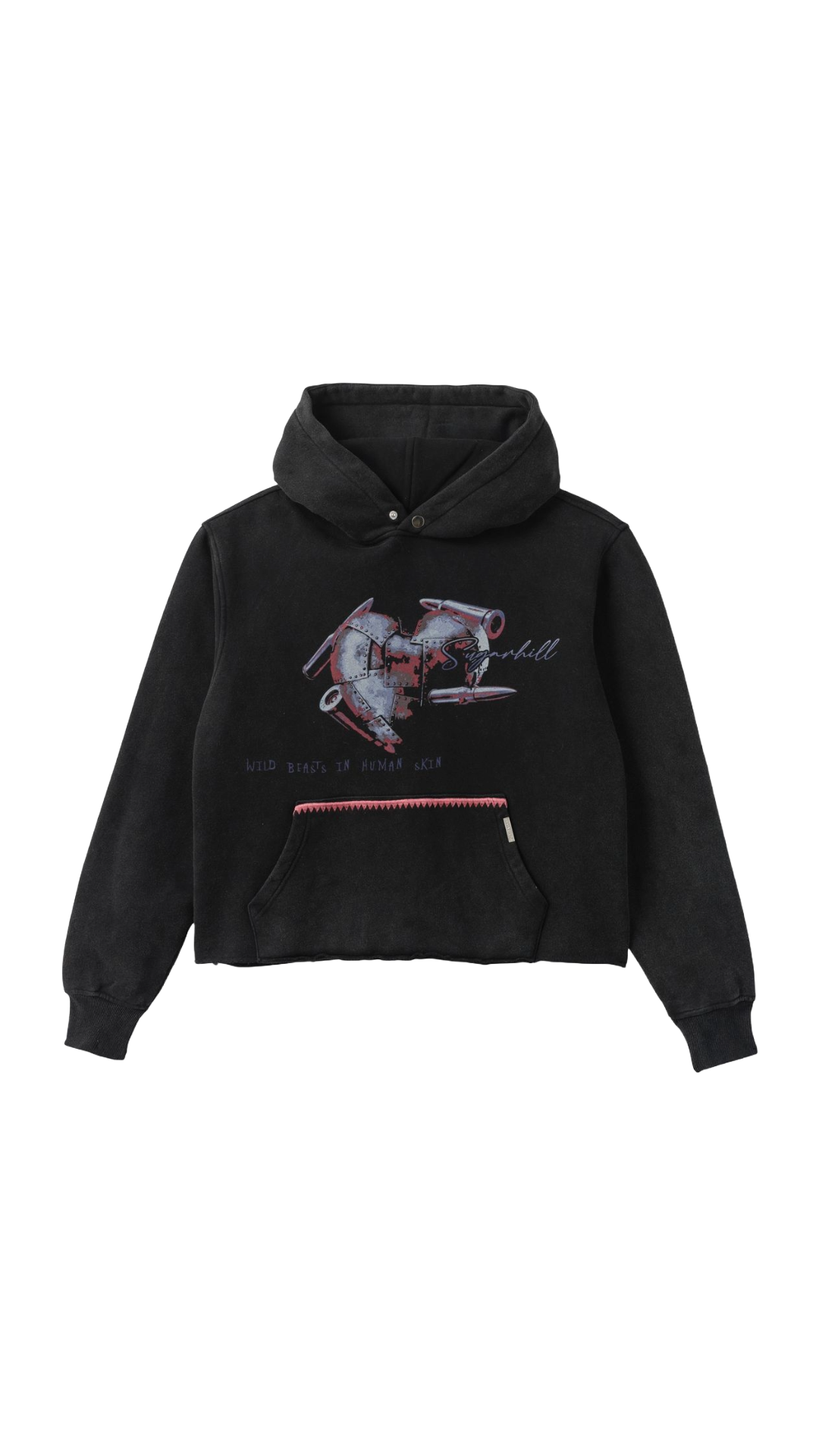 SH “BRUTAL” CROPPED HOODIE (RED/BLACK VINTAGE)