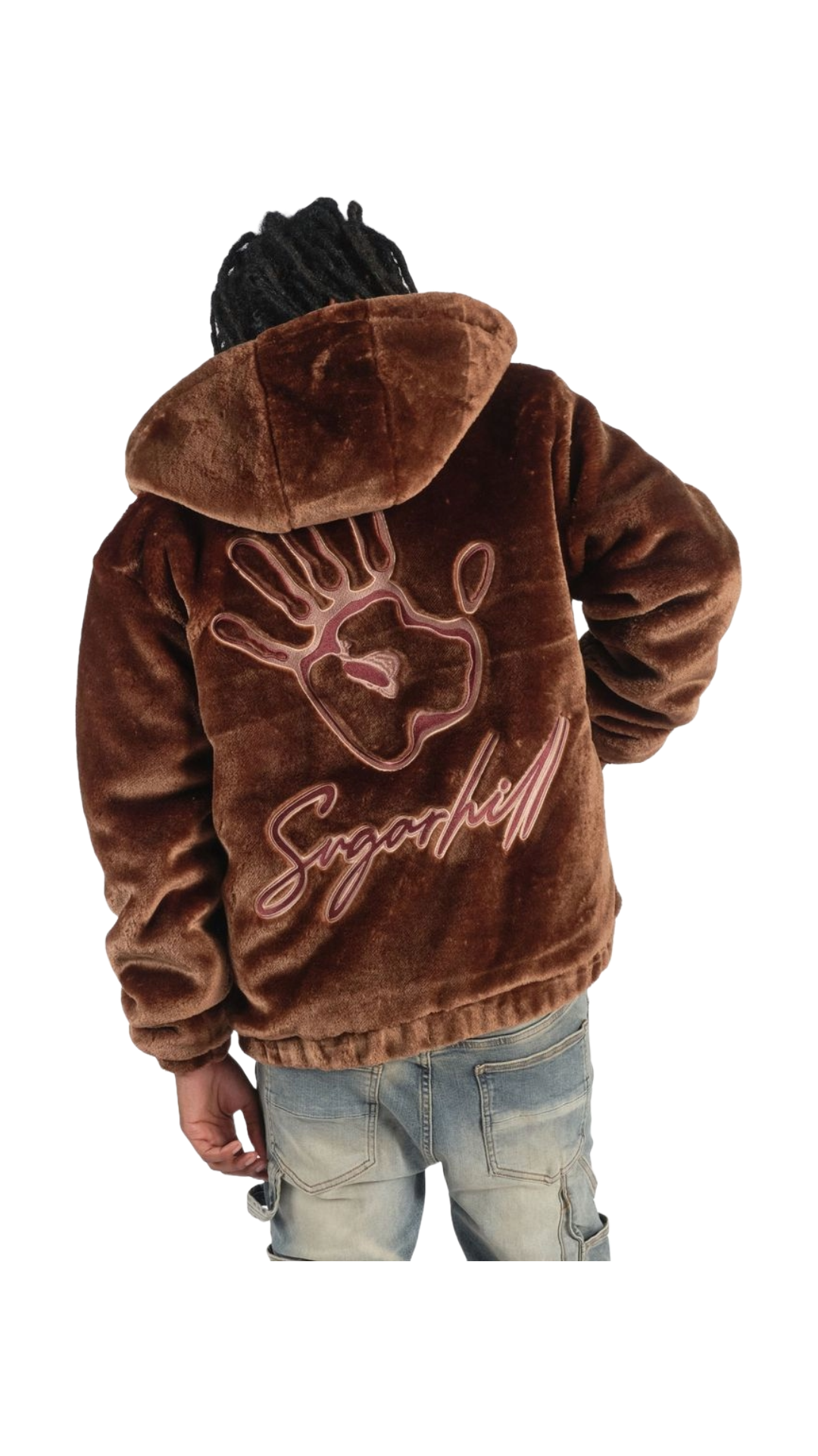 SH "TRACES" FAUX FUR ZIP-UP HOODIE (CHOCOLATE)