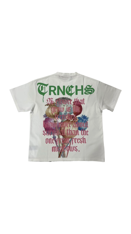 TRNCHS "FLOWERS" WHITE TEE