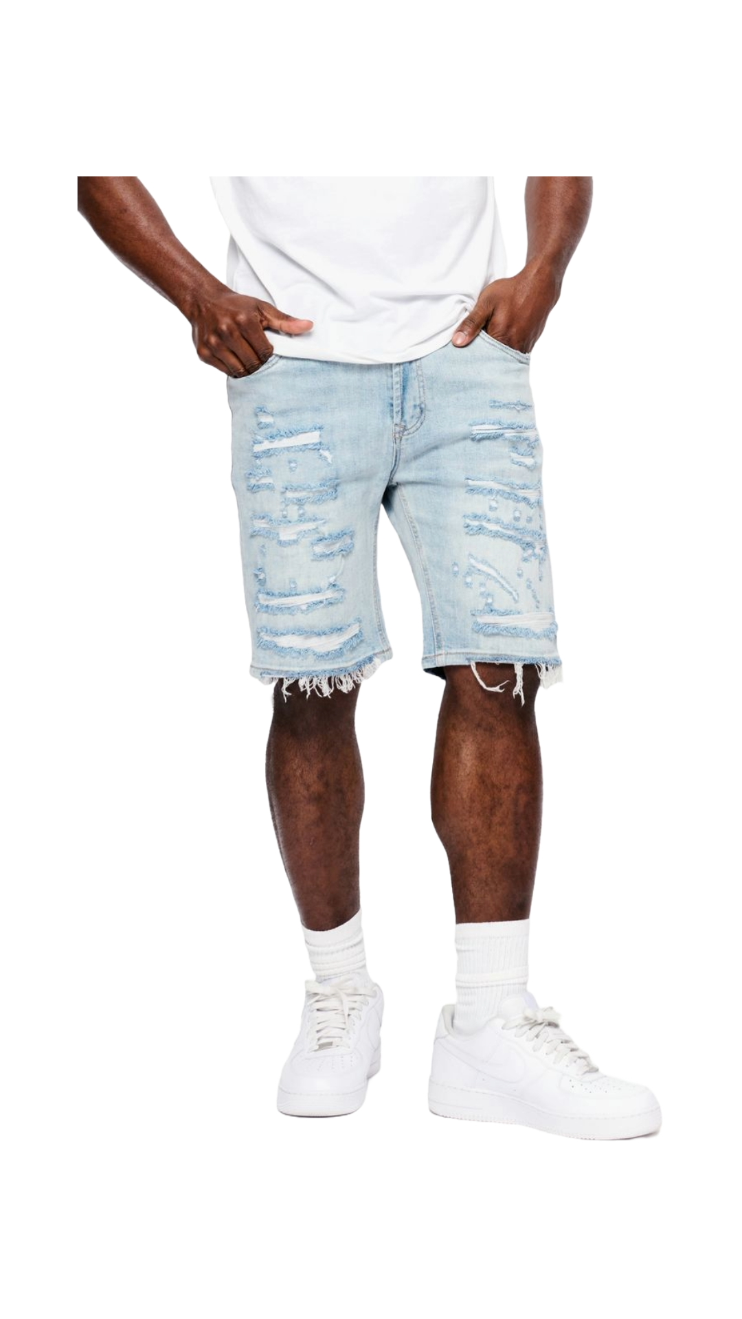 ANOM FEVER DENIM SHORTS - ICE BLUE