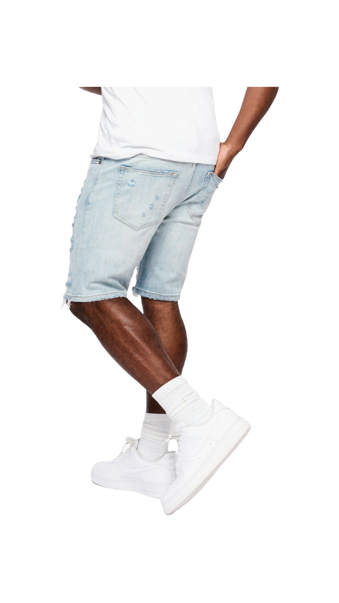 ANOM FEVER DENIM SHORTS - ICE BLUE