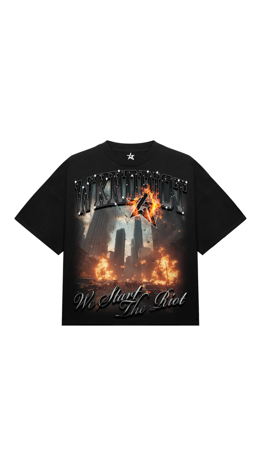 WR DOWNTOWN RIOT BLACK (RHINESTONES) TEE