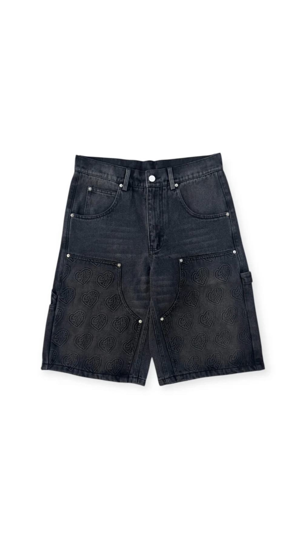 LOVEKILLS EMBOSSED SHORTS (BLACK WASH)