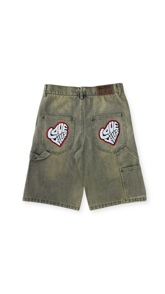 LOVEKILLS EMBOSSED SHORTS (SAND WASH)