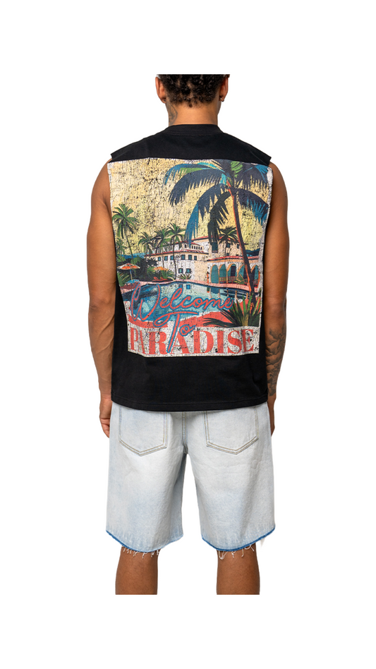 PARADISE OASIS MUSCLE TEE (BLACK)