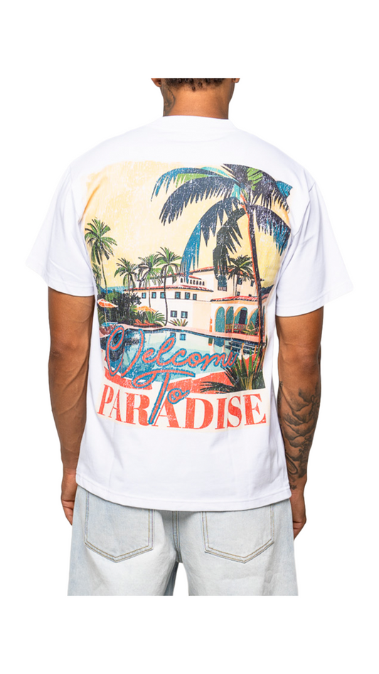 PARADISE OASIS TEE (WHITE/BLUE)