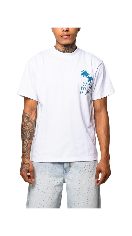 PARADISE OASIS TEE (WHITE/BLUE)