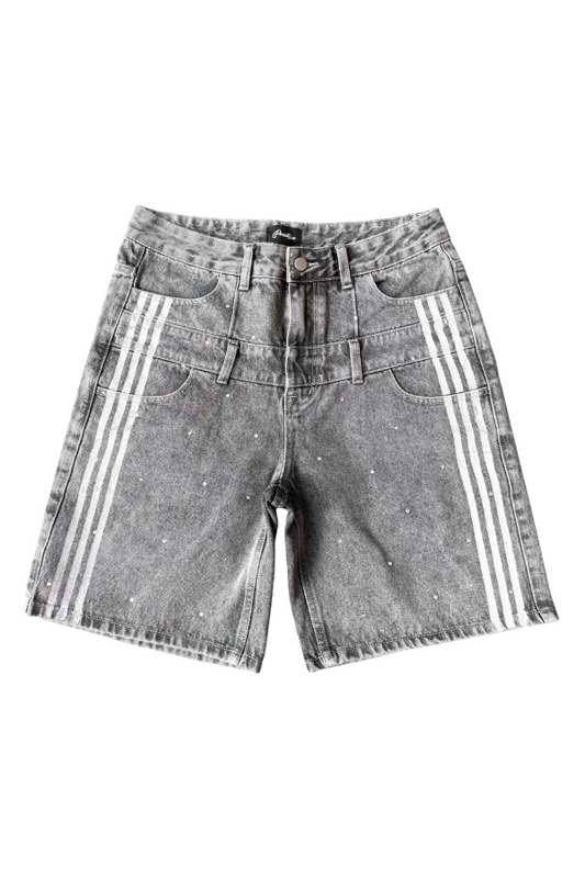 PRESTIGE DOUBLE WAISTED SHORTS - GREY
