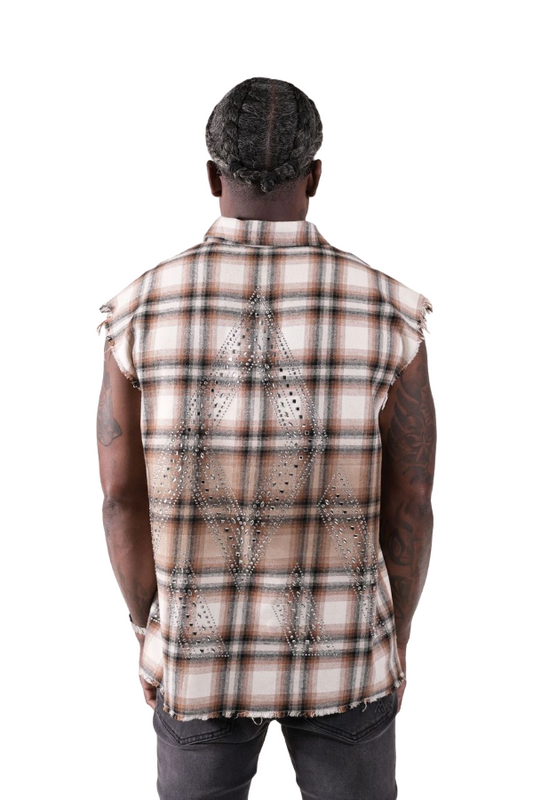 PM RHINESTONE FLANNEL - BROWN