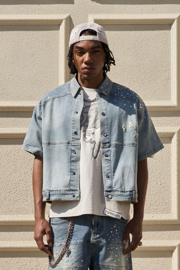HP STUDDED PARK WORK SHIRT - BLUE