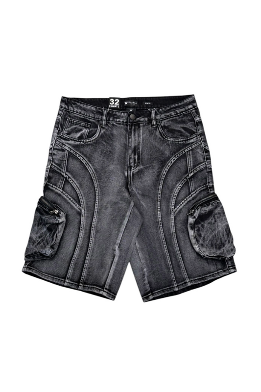 WAIMEA CARGO DENIM SHORTS - BLACK WASH
