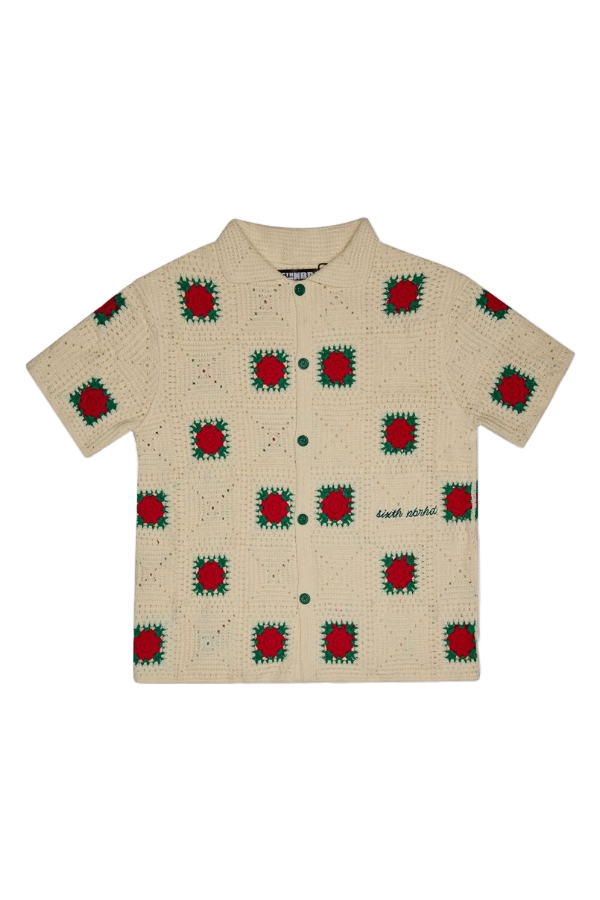 6TH "BAZZAR" KNIT WOVEN - CRM/GRN