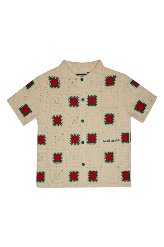 6TH "BAZZAR" KNIT WOVEN - CRM/GRN