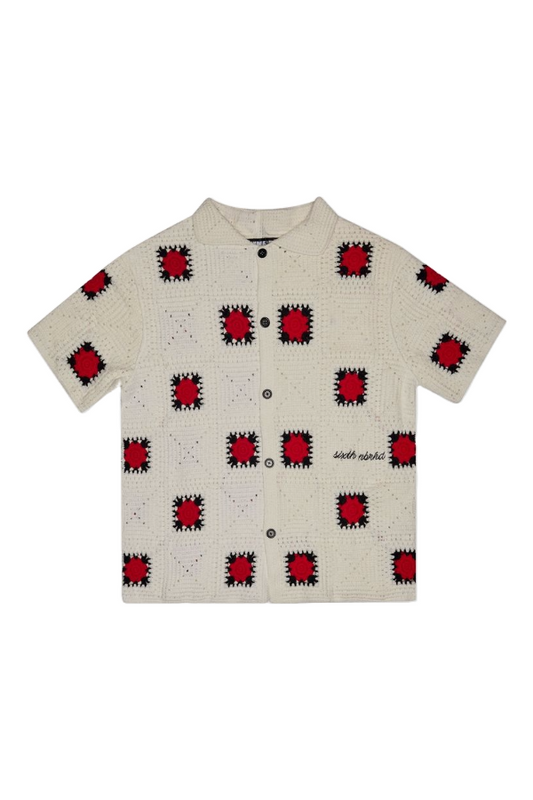 6TH "BAZZAR" KNIT WOVEN - WHT/BLK