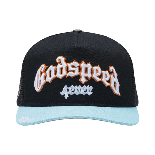 GS FOREVER TRUCKER HAT - (Black/Light Blue/Orange)