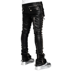 GUAPI OBSIDIAN BLACK LEATHER SPIKE PANT