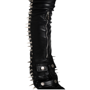 GUAPI OBSIDIAN BLACK LEATHER SPIKE PANT