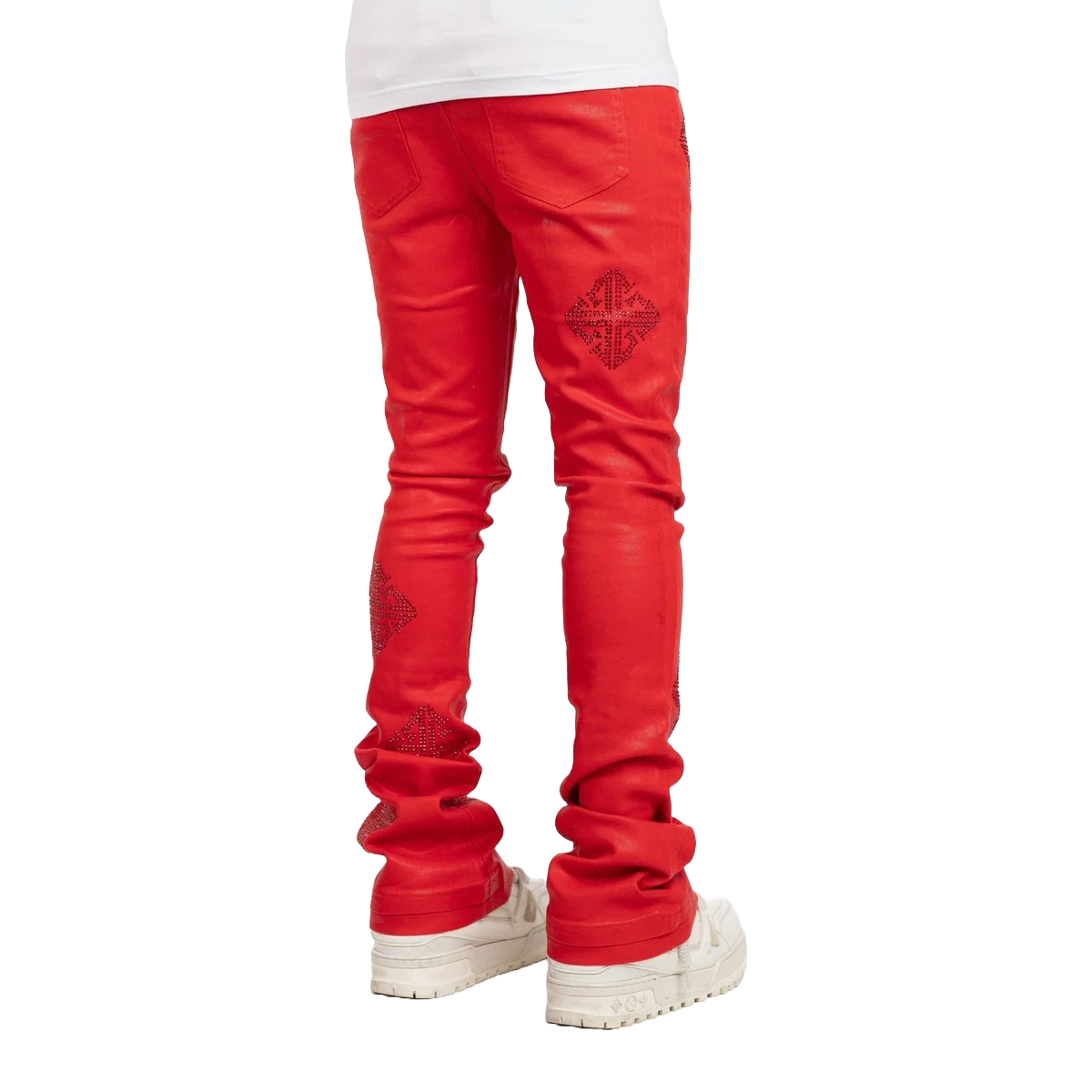 GUAPI CRIMSON RED ICON EMBELLISHED DENIM