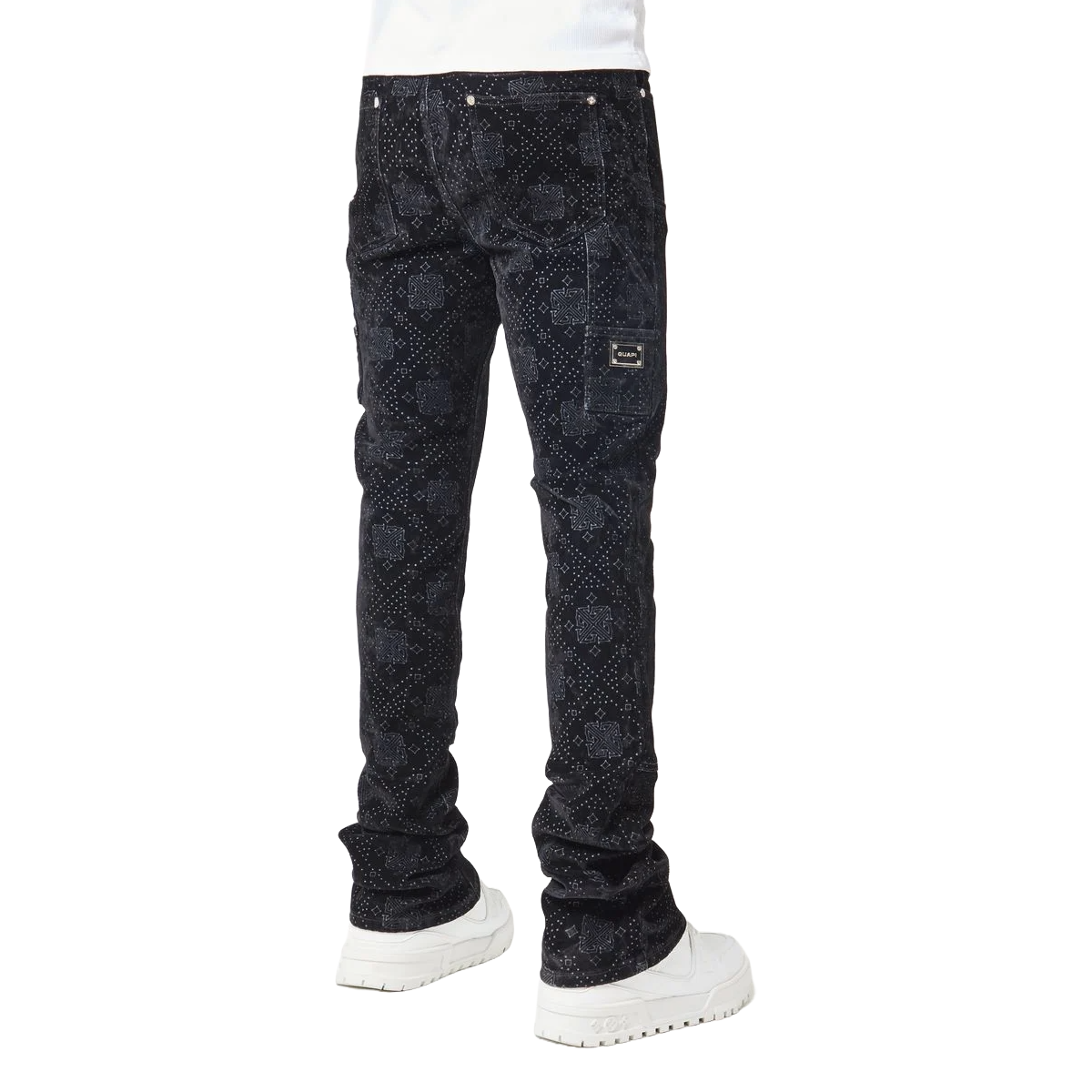 GUAPI ALL BLACK MONOGRAM VELOUR DENIM