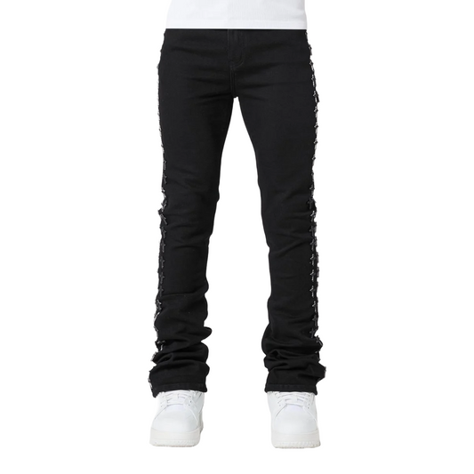 GUAPI ALL BLACK CROSSES EMBELLISHED DENIM