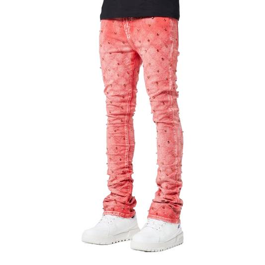 GUAPI VINTAGE RED EMBELLISHED DENIM