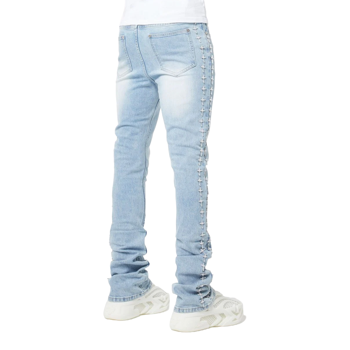 GUAPI VINTAGE BLUE CROSSES EMBELLISHED DENIM