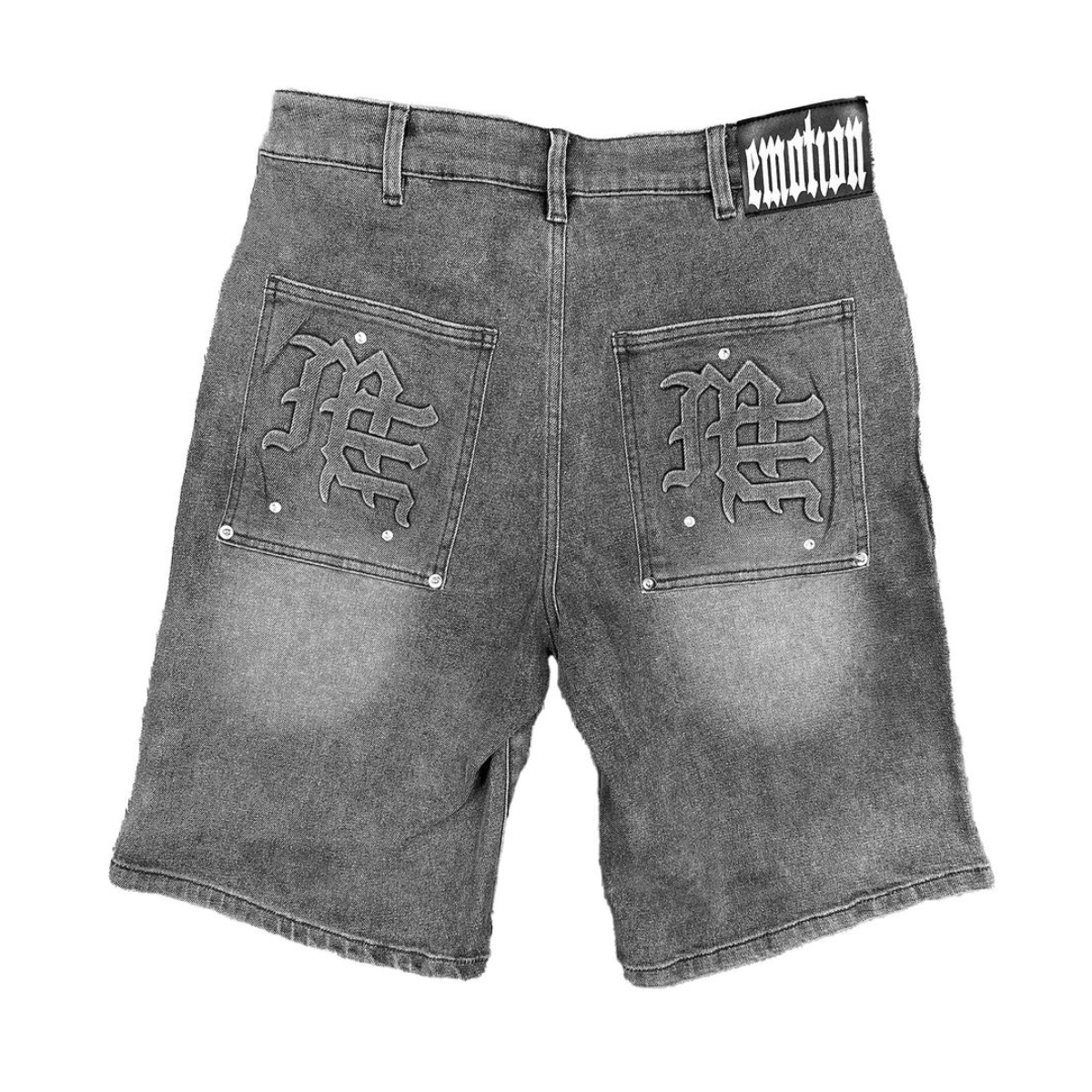 ME 'PAISLEY' BLACK DENIM SHORTS