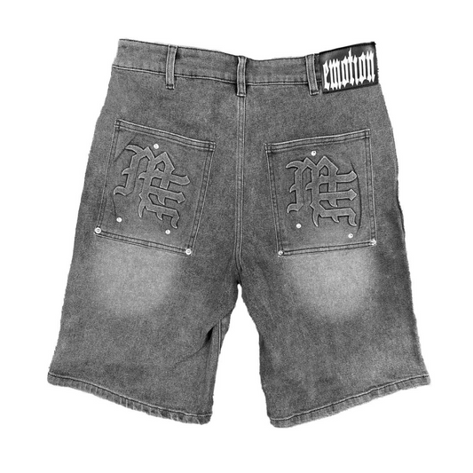 ME 'PAISLEY' BLACK DENIM SHORTS