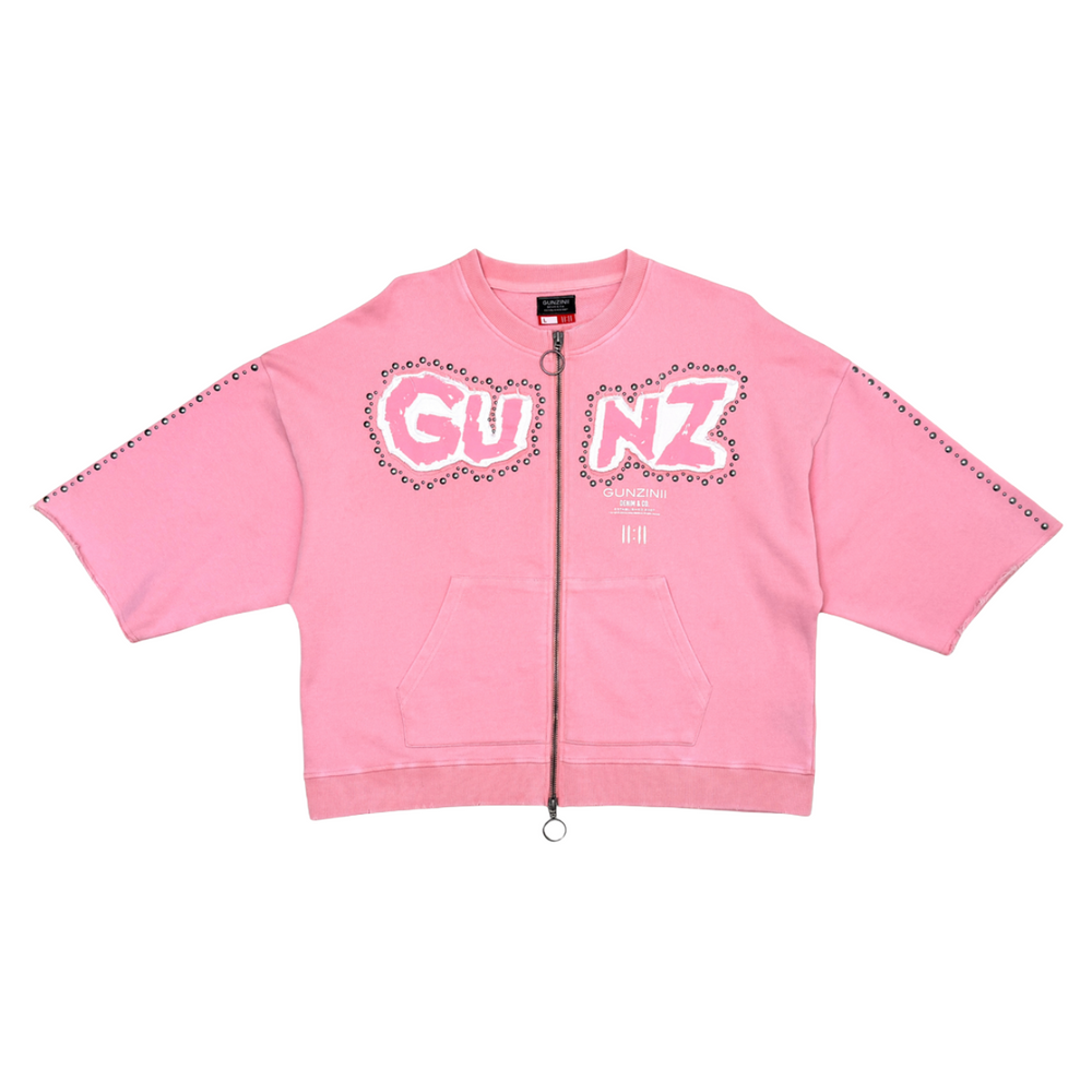 GUNZINII PINK 'GUNZ' ZIP-UP TEE