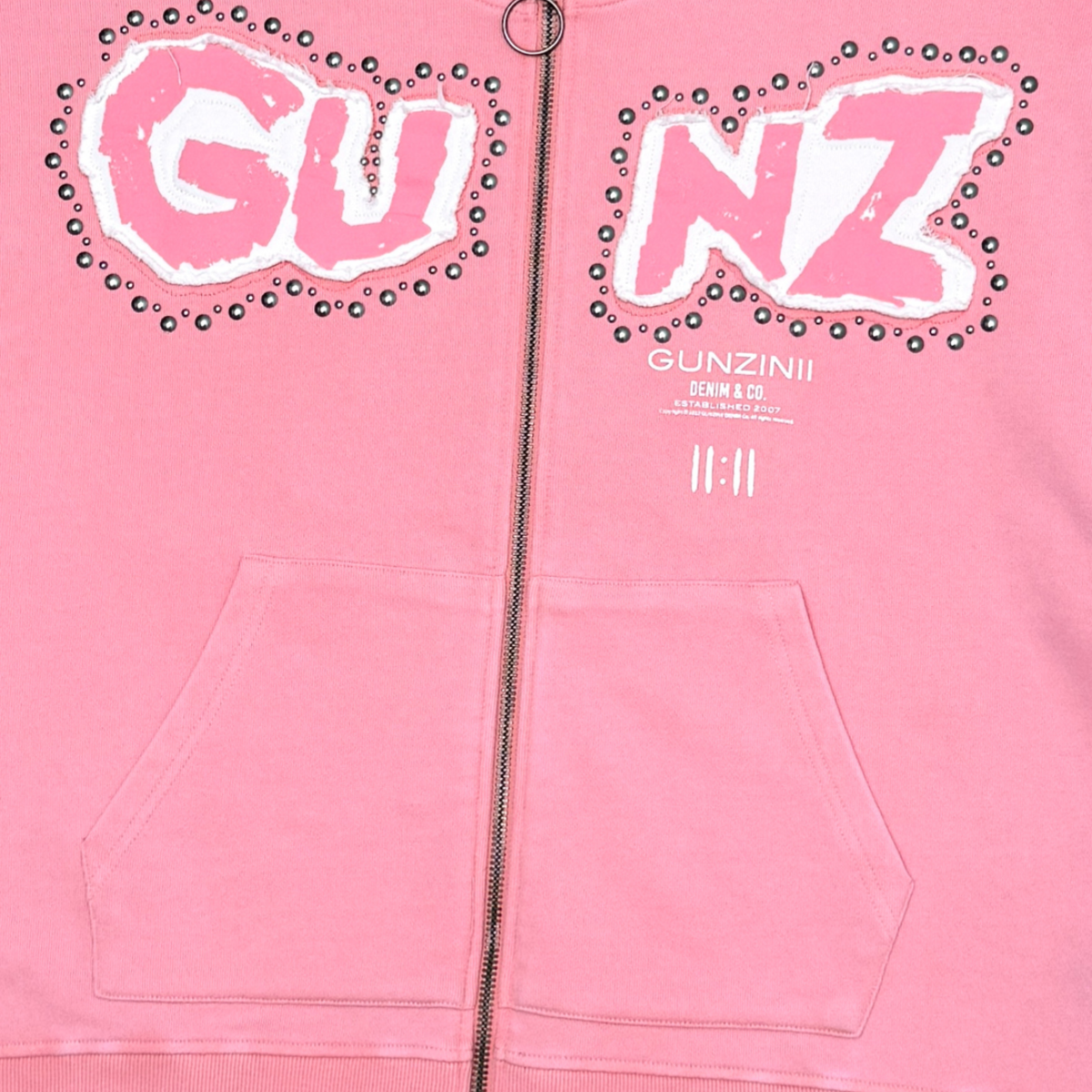 GUNZINII PINK 'GUNZ' ZIP-UP TEE