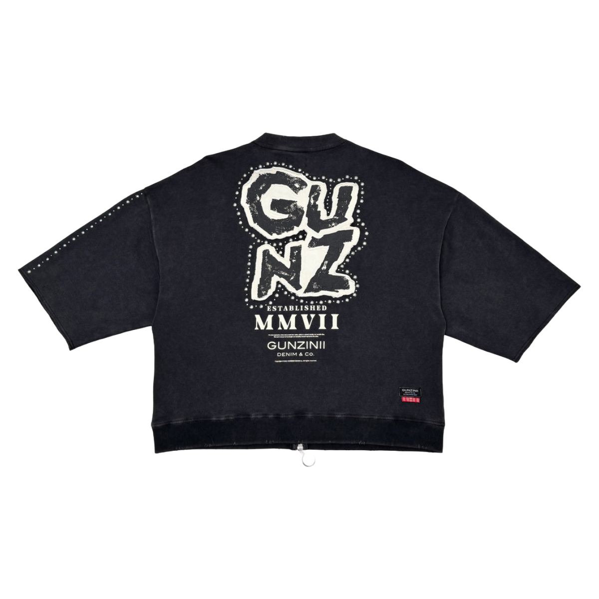 GUNZINII BLACK 'GUNZ' ZIP-UP TEE