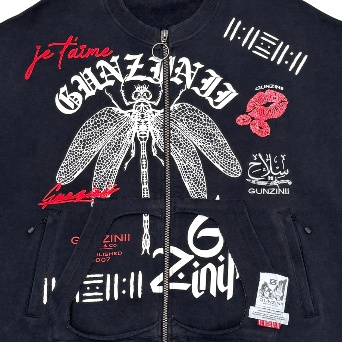 GUNZINII 'DRAGONFLY' ZIP-UP TEE