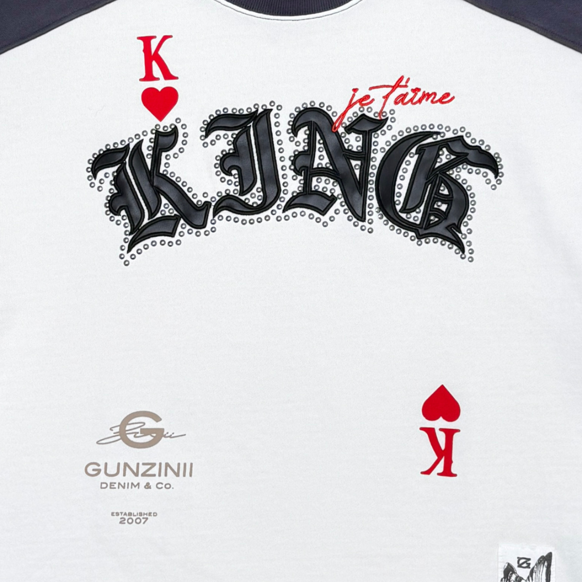 GUNZINII 'KING' T-SHIRT - WHT/NVY