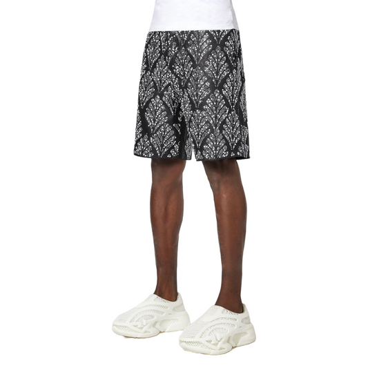 GUAPI OBSIDIAN BLACK EMBELLISHED DENIM SHORTS