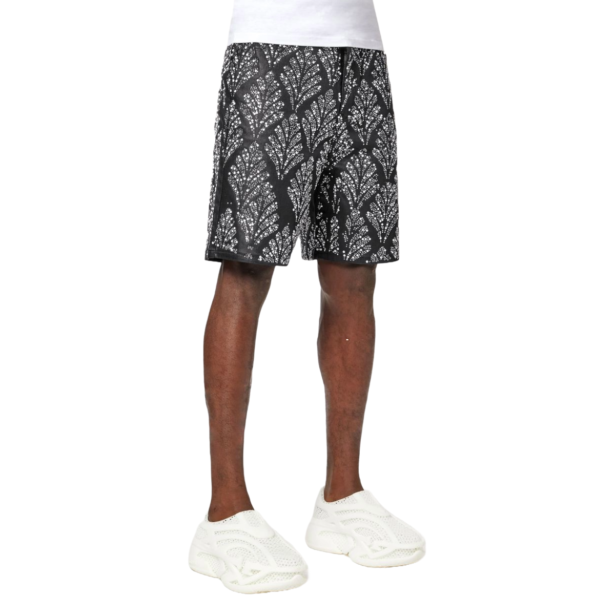 GUAPI OBSIDIAN BLACK EMBELLISHED DENIM SHORTS