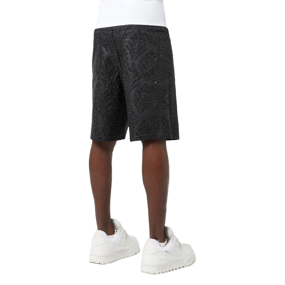 GUAPI ALL BLACK EMBELLISHED DENIM SHORTS V2