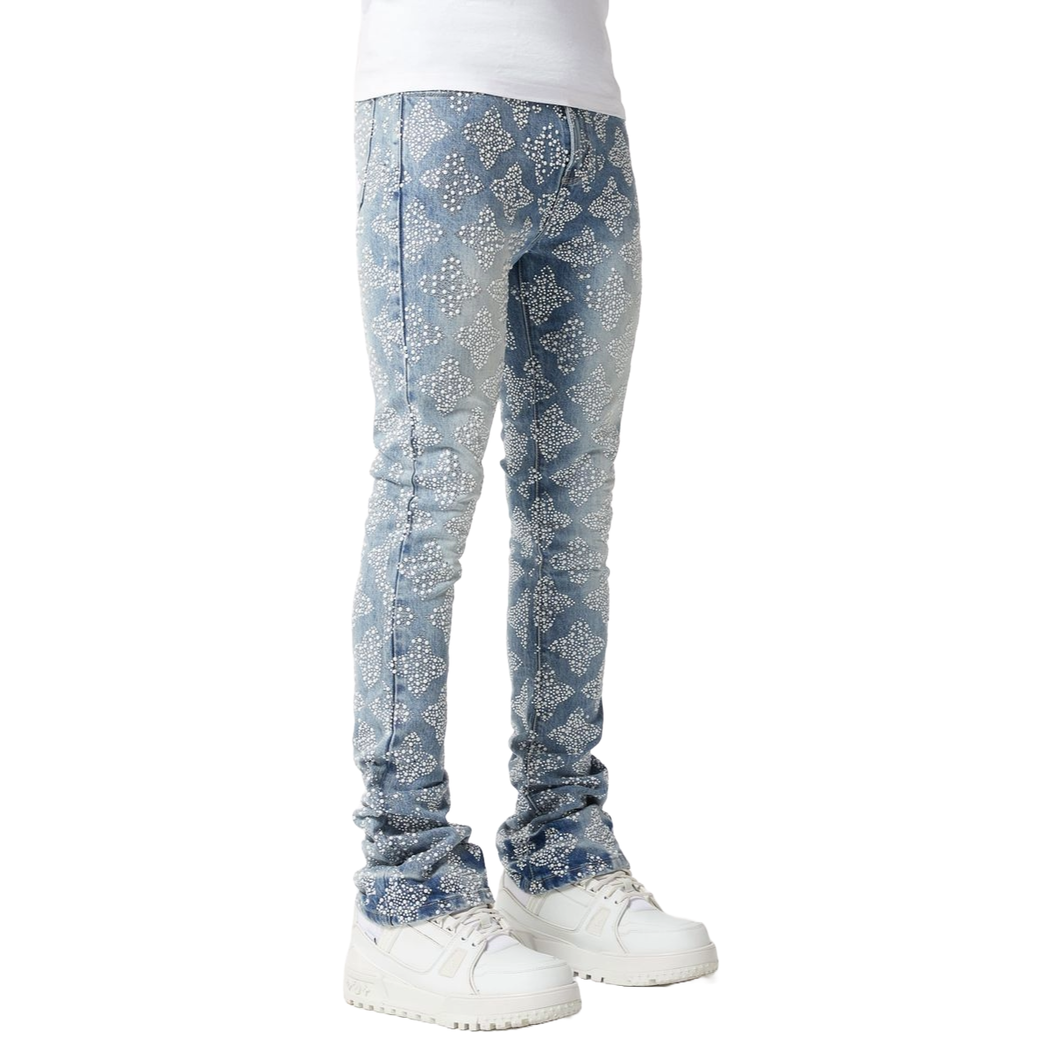 GUAPI AQUA BLUE EMBELLISHED DENIM V4