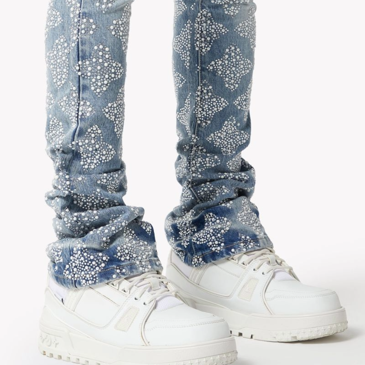GUAPI AQUA BLUE EMBELLISHED DENIM V4