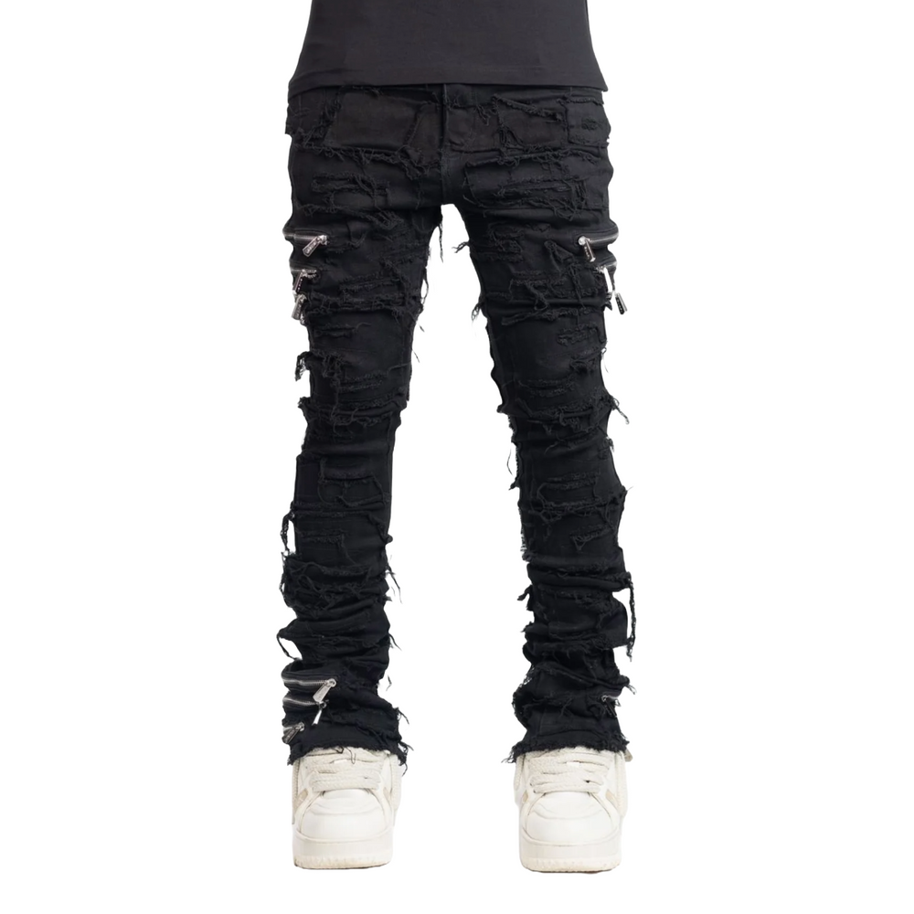 GUAPI OBSIDIAN BLACK DISTRESSED DENIM