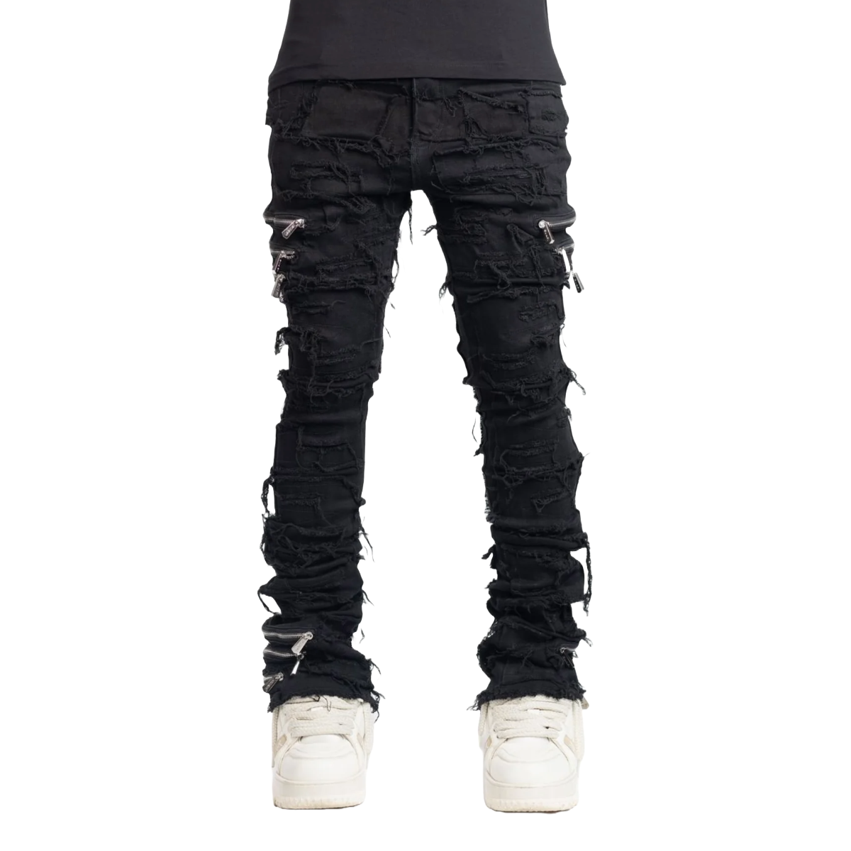 GUAPI OBSIDIAN BLACK DISTRESSED DENIM