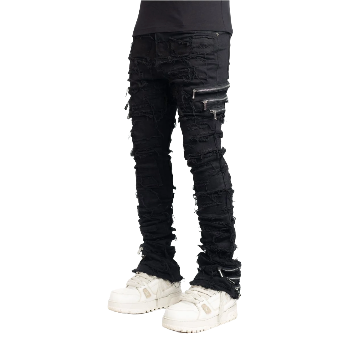 GUAPI OBSIDIAN BLACK DISTRESSED DENIM