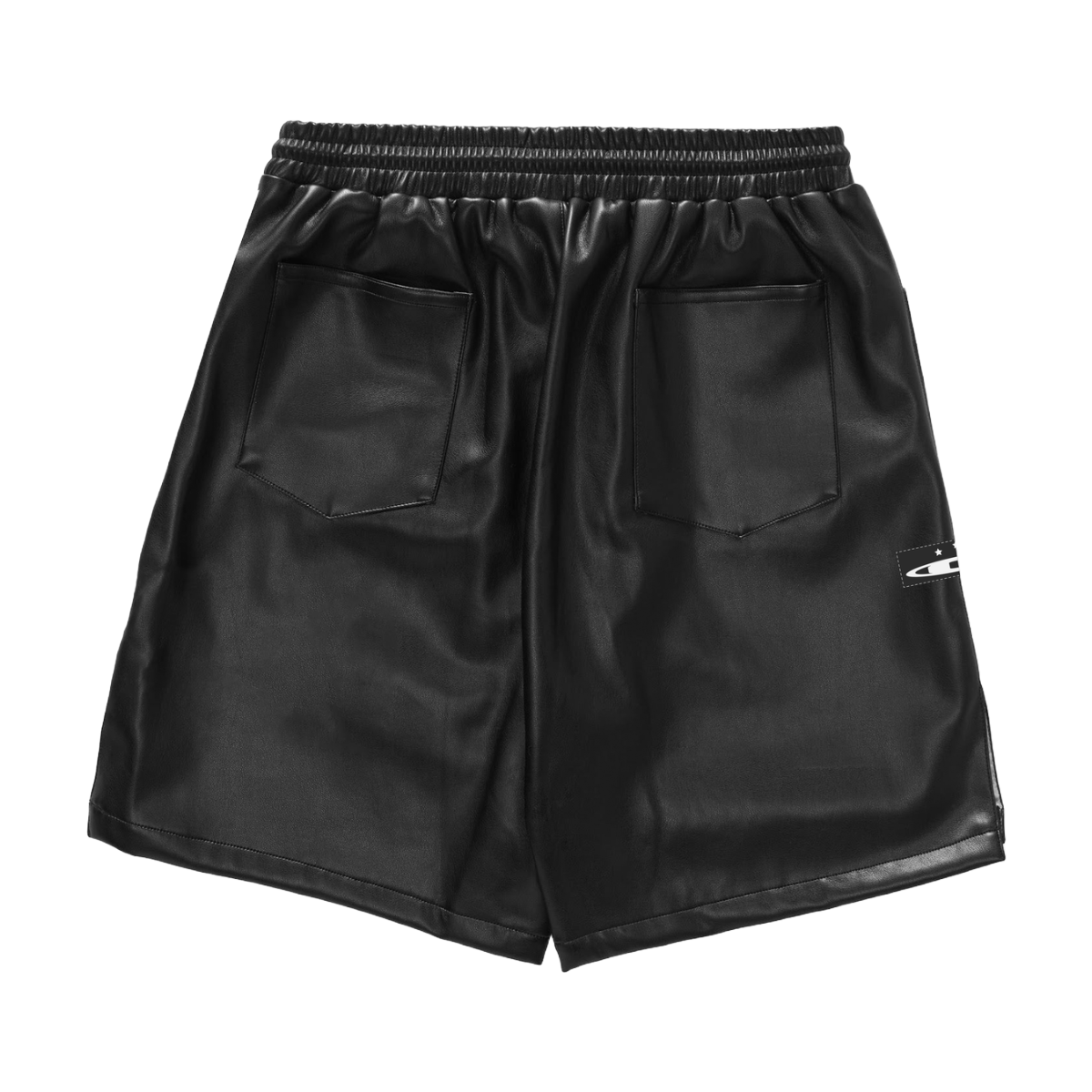 GALA STAMP LEATHER SHORTS - BLACK