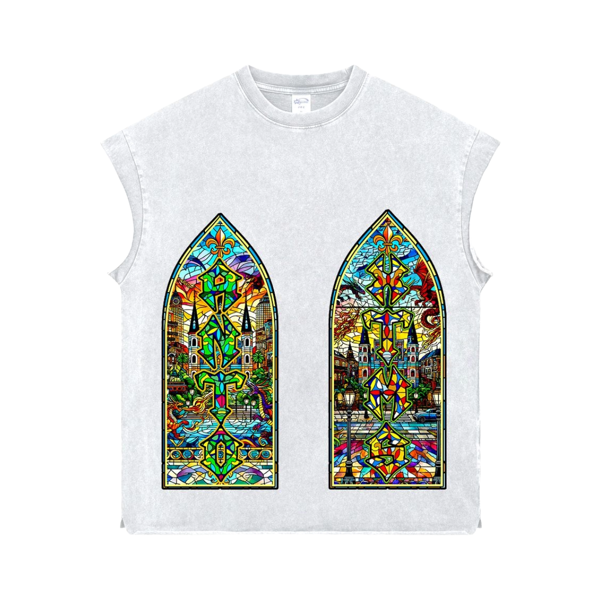 ANTOLAND WHITE MOSAIC SLEEVELESS  SHIRT