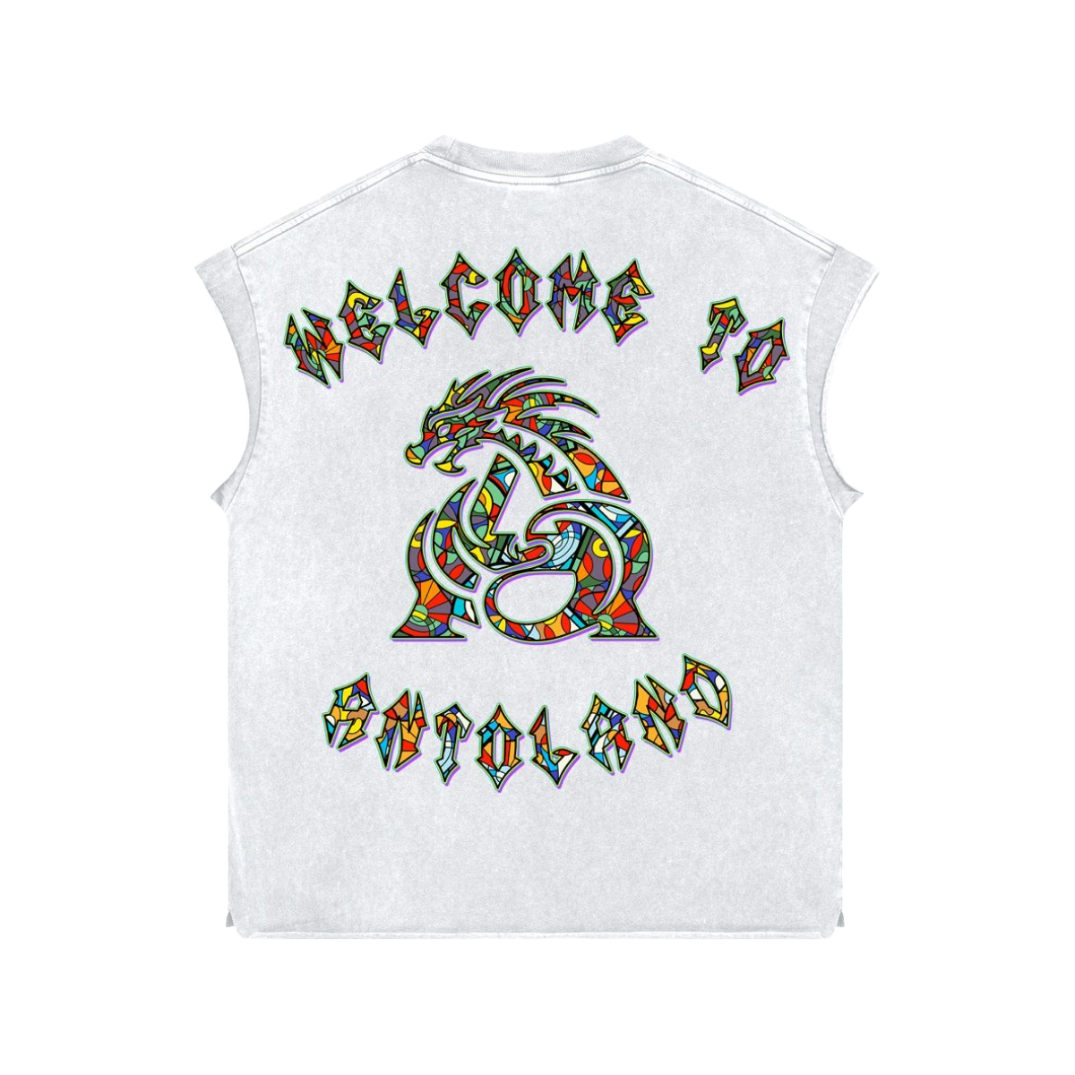 ANTOLAND WHITE MOSAIC SLEEVELESS  SHIRT