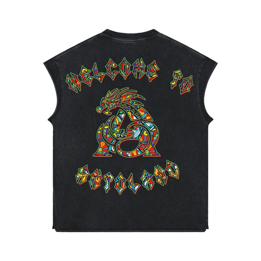ANTOLAND BLACK MOSAIC SLEEVELESS SHIRT