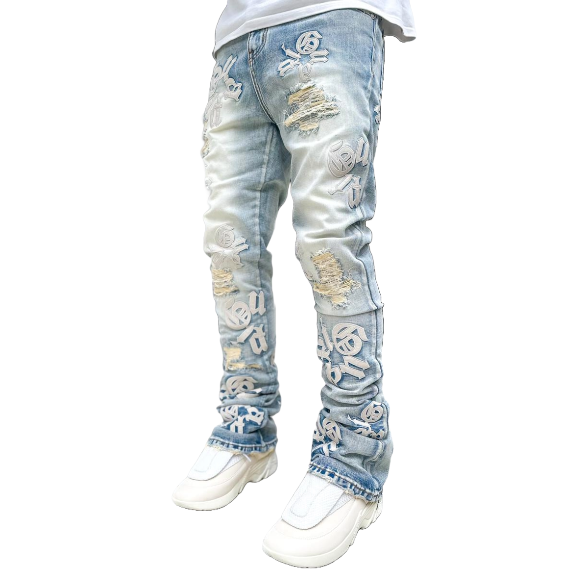 GUAPI POWDER BLUE LOGOS STACKED DENIM